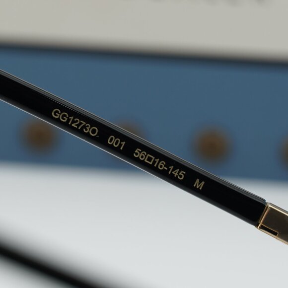 Gucci GG1273O 001 Rectangle Eyeglasses 56mm – Black/Gold - Picture 10 of 11